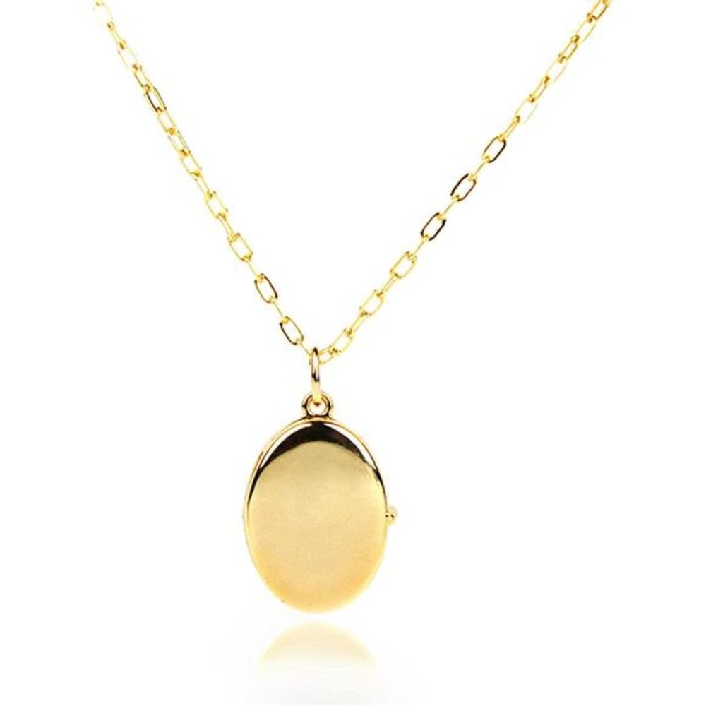 Women's Gold Oval Locket Pendant Necklace